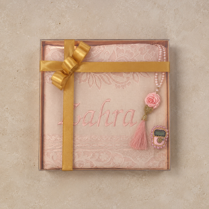 İsimli Tafta Seccade Set Pembe
